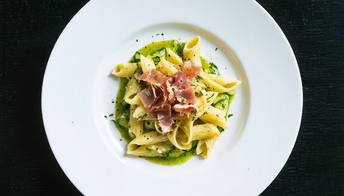 pasta con crema di zucchine e speck